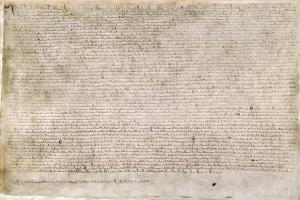 One of four surviving copies of the 1215 Magna Carta. This copy is one of two held at the British Library. It came from the collection of Sir Robert Cotton, who died in 1631. In 1731, a fire at Ashburnam House in Westminster, where his library was then housed, destroyed or damaged many of the rare manuscripts, which is why this copy is burnt.